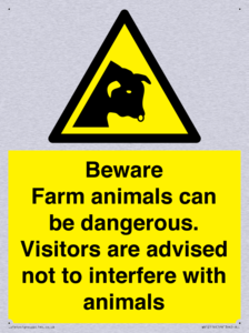 Beware Farm animals can be dangerous. Visitors are advised not to interfere with animals
